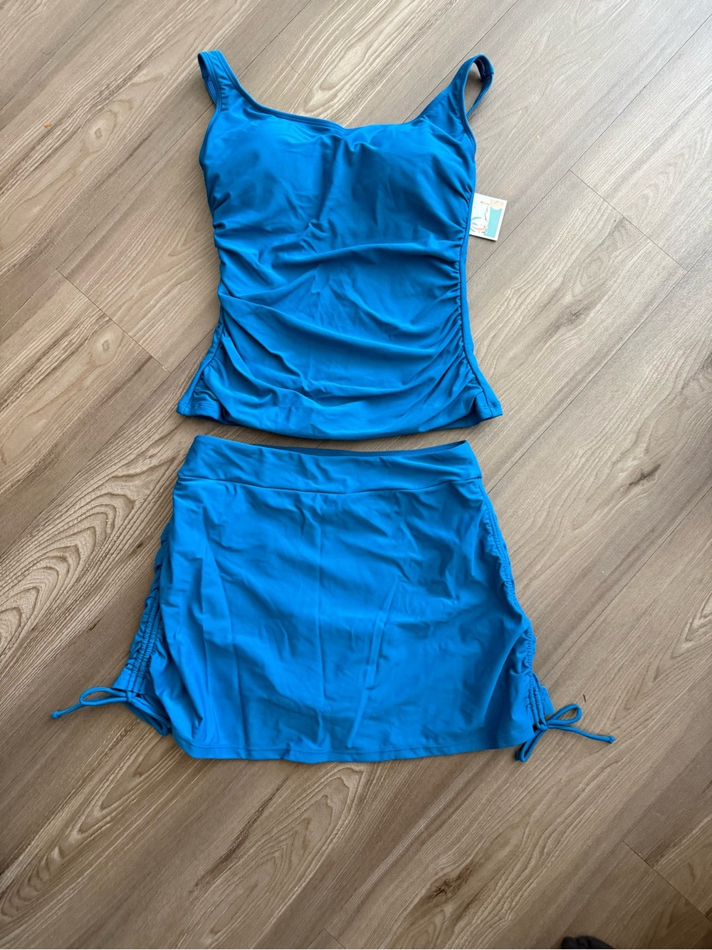 Blue Women’s Tankini Top and Swim Skirt Set